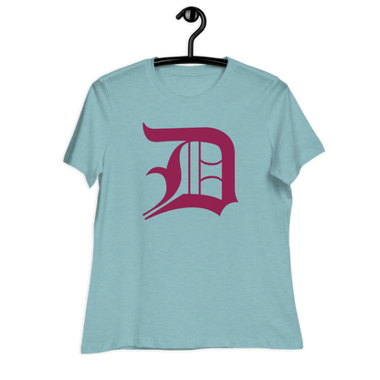 Detroit 'Old English D' T-Shirt (Ruby Red) | Women's Relaxed Fit