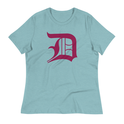 Detroit 'Old English D' T-Shirt (Ruby Red) | Women's Relaxed Fit