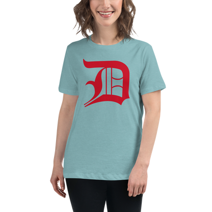 Detroit 'Old English D' T-Shirt (Aliform Red) | Women's Relaxed Fit