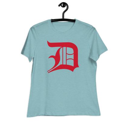 Detroit 'Old English D' T-Shirt (Aliform Red) | Women's Relaxed Fit