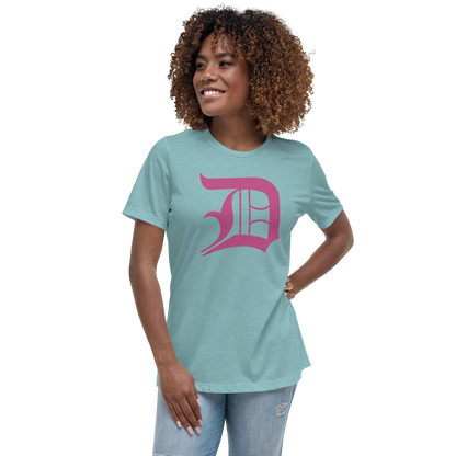 Detroit 'Old English D' T-Shirt (Apple Blossom Pink) | Women's Relaxed Fit