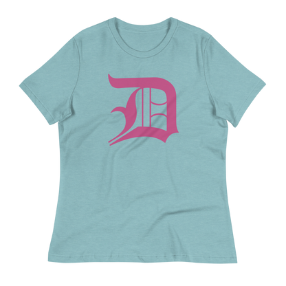 Detroit 'Old English D' T-Shirt (Apple Blossom Pink) | Women's Relaxed Fit