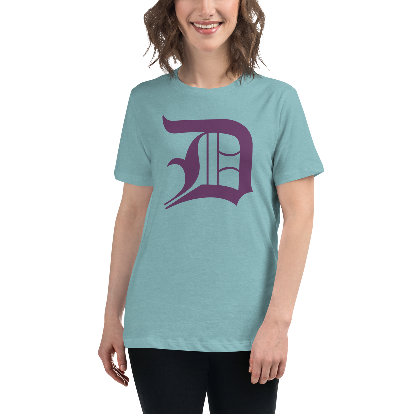 Detroit 'Old English D' T-Shirt (Plum) | Women's Relaxed Fit