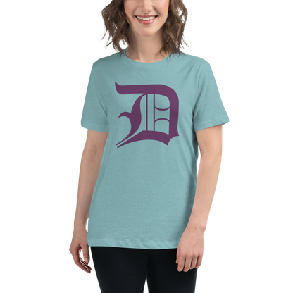 Detroit 'Old English D' T-Shirt (Plum) | Women's Relaxed Fit