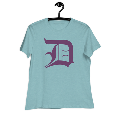 Detroit 'Old English D' T-Shirt (Plum) | Women's Relaxed Fit