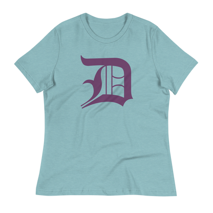 Detroit 'Old English D' T-Shirt (Plum) | Women's Relaxed Fit