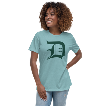 Detroit 'Old English D' T-Shirt (Laconic Green) | Women's Relaxed Fit