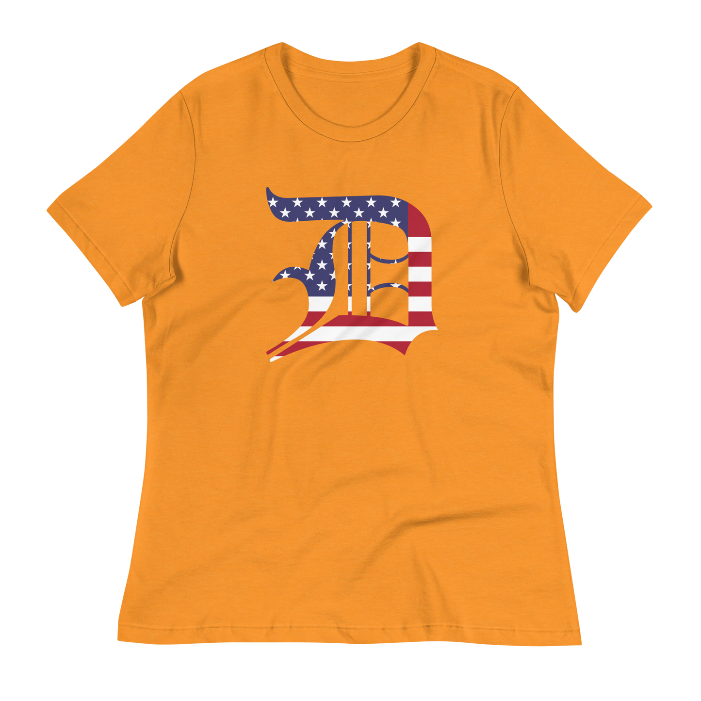 Detroit 'Old English D' T-Shirt (Patriotic Edition) | Women's Relaxed Fit