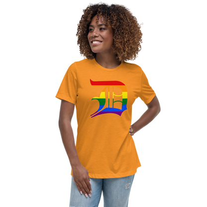 Detroit 'Old English D' T-Shirt (Rainbow Pride Edition) | Women's Relaxed Fit