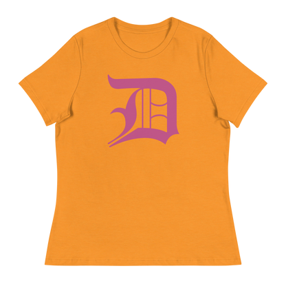 Detroit 'Old English D' T-Shirt (Apple Blossom Pink) | Women's Relaxed Fit