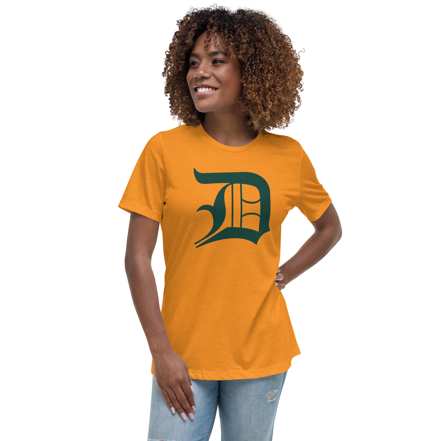 Detroit 'Old English D' T-Shirt (Laconic Green) | Women's Relaxed Fit