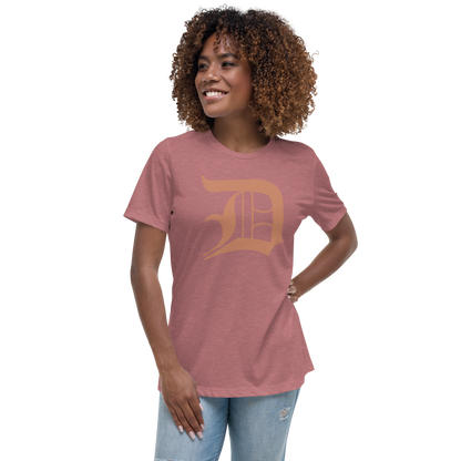 Detroit 'Old English D' T-Shirt (Copper Color) | Women's Relaxed Fit