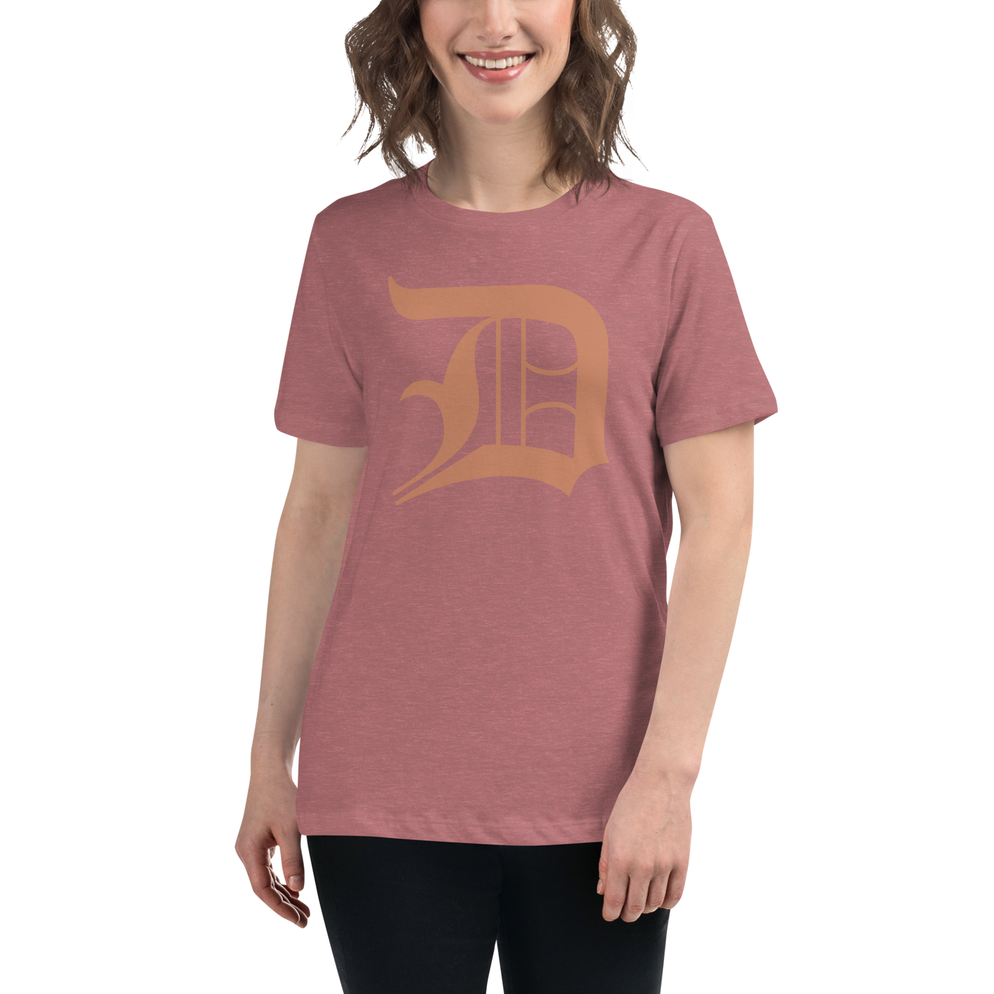 Detroit 'Old English D' T-Shirt (Copper Color) | Women's Relaxed Fit