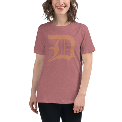 Detroit 'Old English D' T-Shirt (Copper Color) | Women's Relaxed Fit