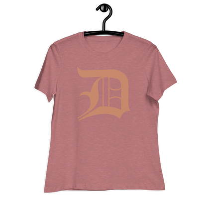 Detroit 'Old English D' T-Shirt (Copper Color) | Women's Relaxed Fit