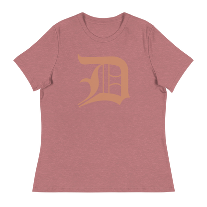 Detroit 'Old English D' T-Shirt (Copper Color) | Women's Relaxed Fit