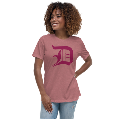 Detroit 'Old English D' T-Shirt (Ruby Red) | Women's Relaxed Fit