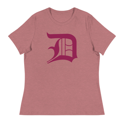 Detroit 'Old English D' T-Shirt (Ruby Red) | Women's Relaxed Fit