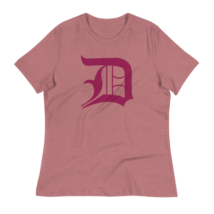 Detroit 'Old English D' T-Shirt (Ruby Red) | Women's Relaxed Fit