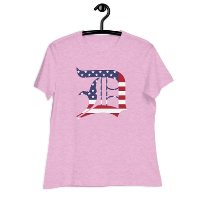 Detroit 'Old English D' T-Shirt (Patriotic Edition) | Women's Relaxed Fit