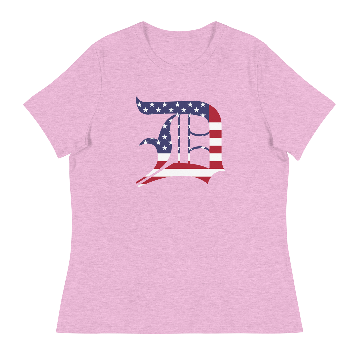 Detroit 'Old English D' T-Shirt (Patriotic Edition) | Women's Relaxed Fit