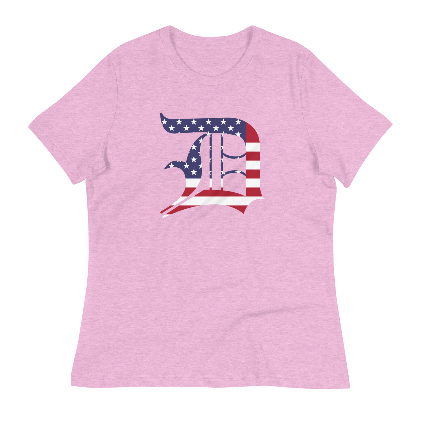 Detroit 'Old English D' T-Shirt (Patriotic Edition) | Women's Relaxed Fit