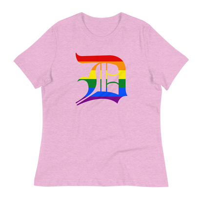 Detroit 'Old English D' T-Shirt (Rainbow Pride Edition) | Women's Relaxed Fit