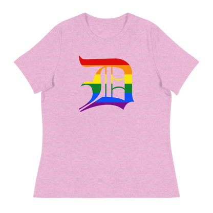 Detroit 'Old English D' T-Shirt (Rainbow Pride Edition) | Women's Relaxed Fit