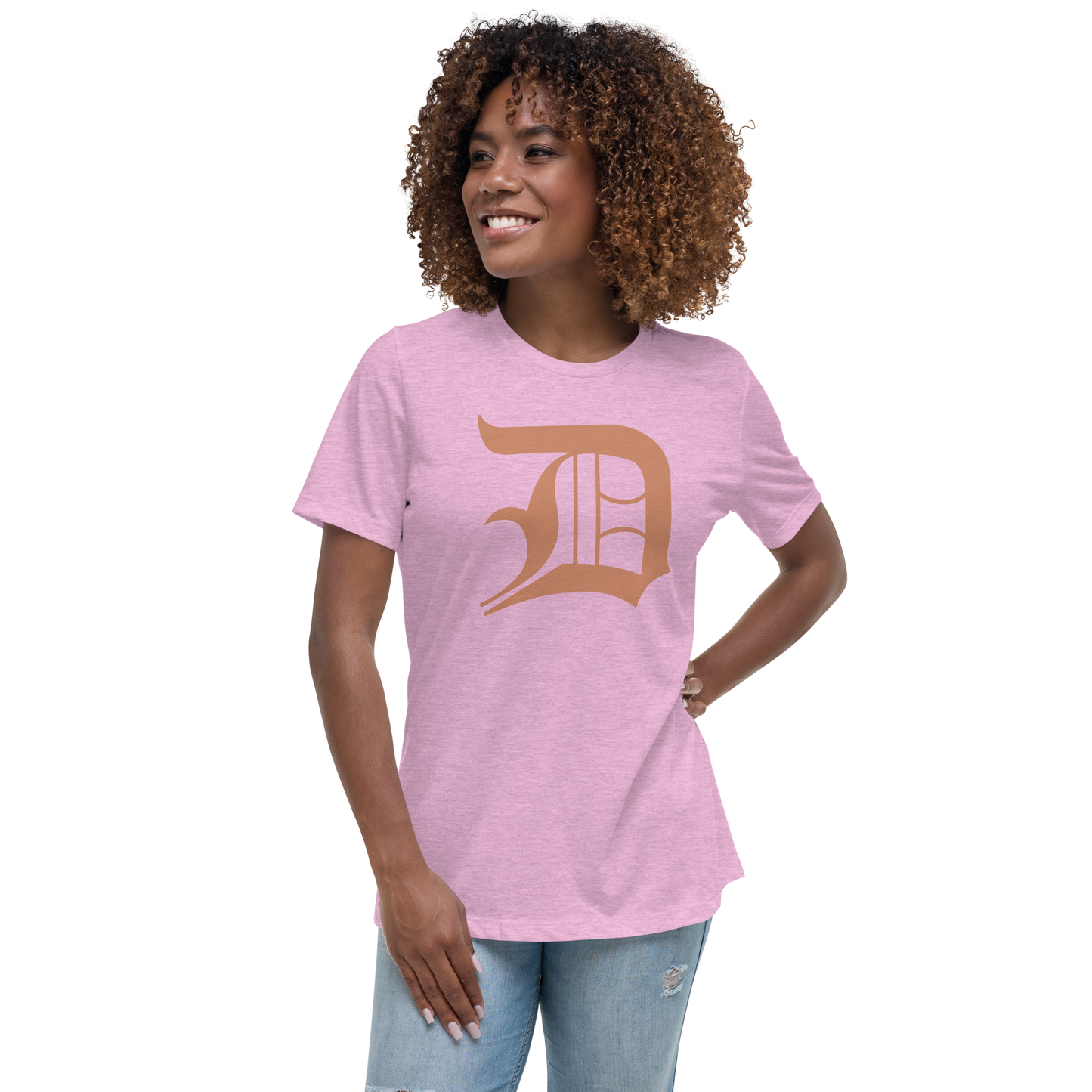 Detroit 'Old English D' T-Shirt (Copper Color) | Women's Relaxed Fit