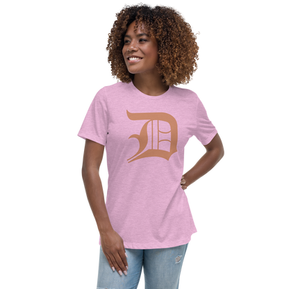 Detroit 'Old English D' T-Shirt (Copper Color) | Women's Relaxed Fit