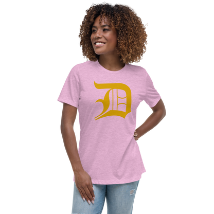 Detroit 'Old English D' T-Shirt (Gold) | Women's Relaxed Fit