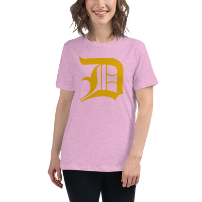 Detroit 'Old English D' T-Shirt (Gold) | Women's Relaxed Fit