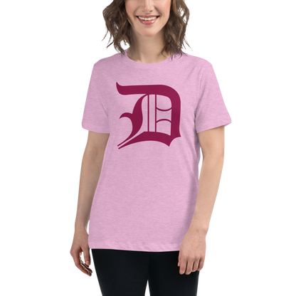 Detroit 'Old English D' T-Shirt (Ruby Red) | Women's Relaxed Fit