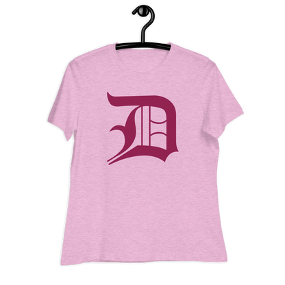 Detroit 'Old English D' T-Shirt (Ruby Red) | Women's Relaxed Fit