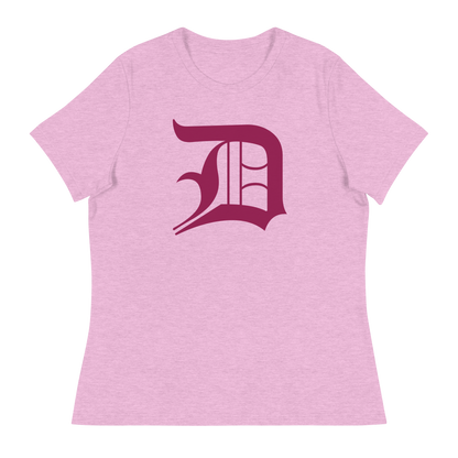 Detroit 'Old English D' T-Shirt (Ruby Red) | Women's Relaxed Fit