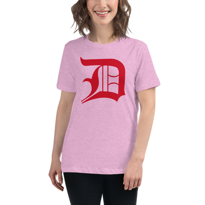 Detroit 'Old English D' T-Shirt (Aliform Red) | Women's Relaxed Fit