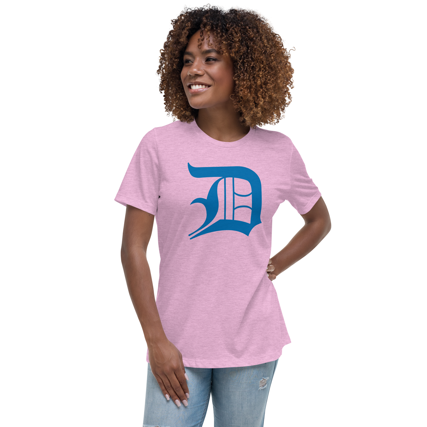 Detroit 'Old English D' T-Shirt (Azure) | Women's Relaxed Fit