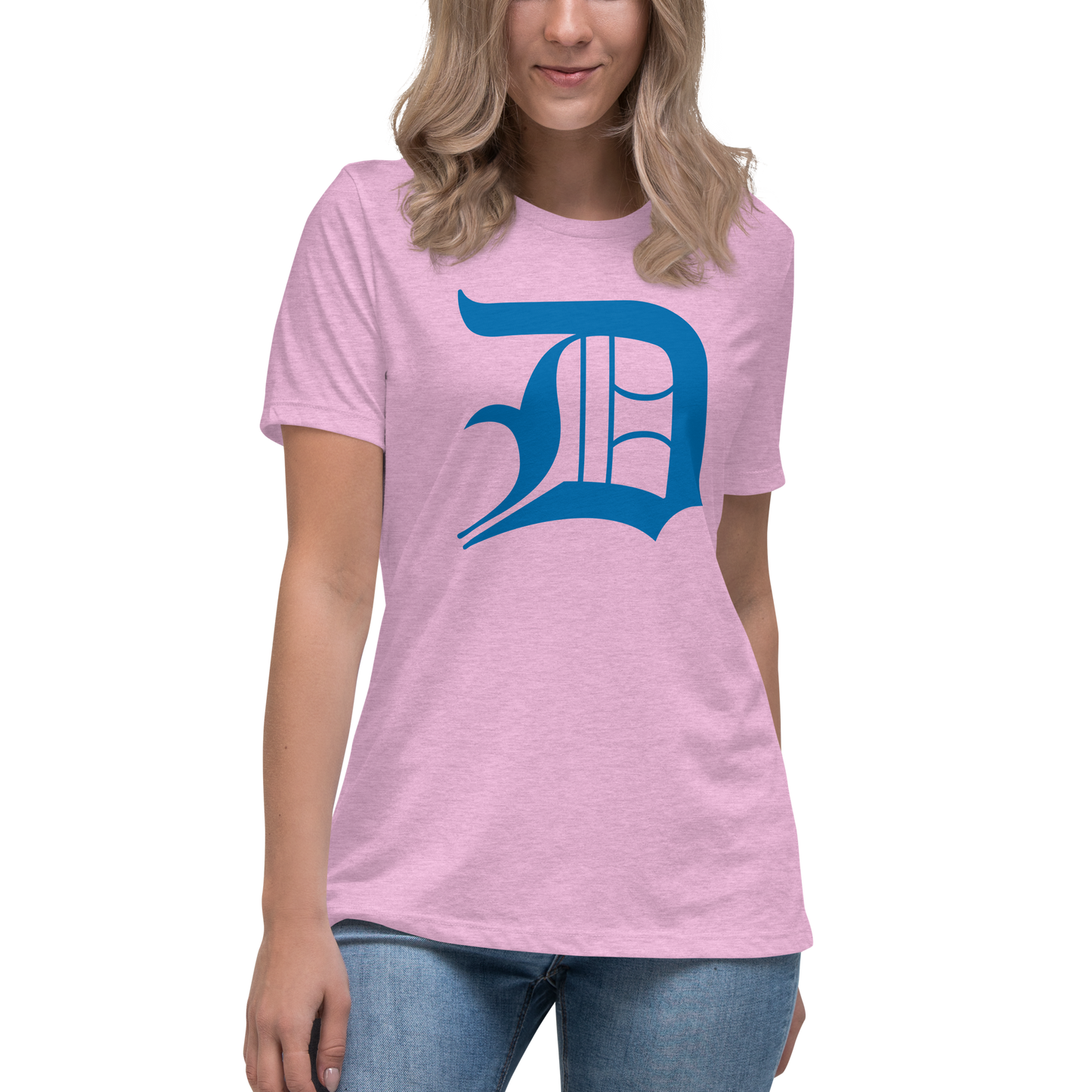 Detroit 'Old English D' T-Shirt (Azure) | Women's Relaxed Fit