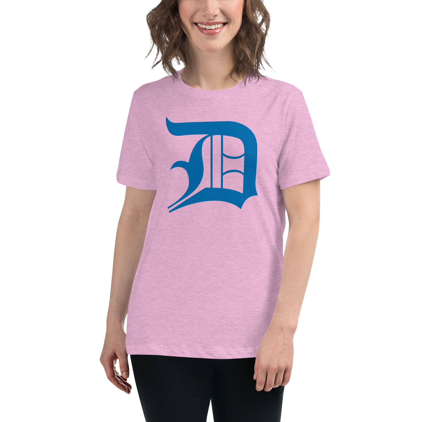 Detroit 'Old English D' T-Shirt (Azure) | Women's Relaxed Fit