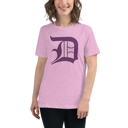 Detroit 'Old English D' T-Shirt (Plum) | Women's Relaxed Fit