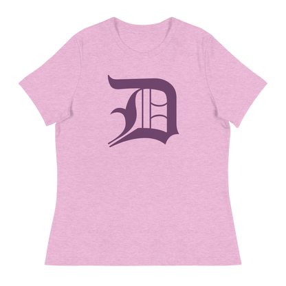 Detroit 'Old English D' T-Shirt (Plum) | Women's Relaxed Fit