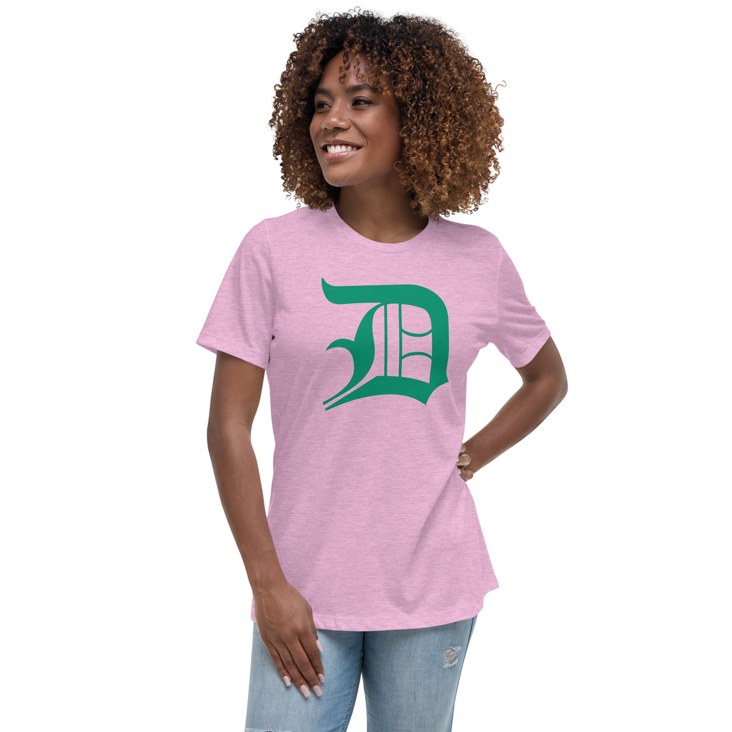 Detroit 'Old English D' T-Shirt (Emerald Green) | Women's Relaxed Fit