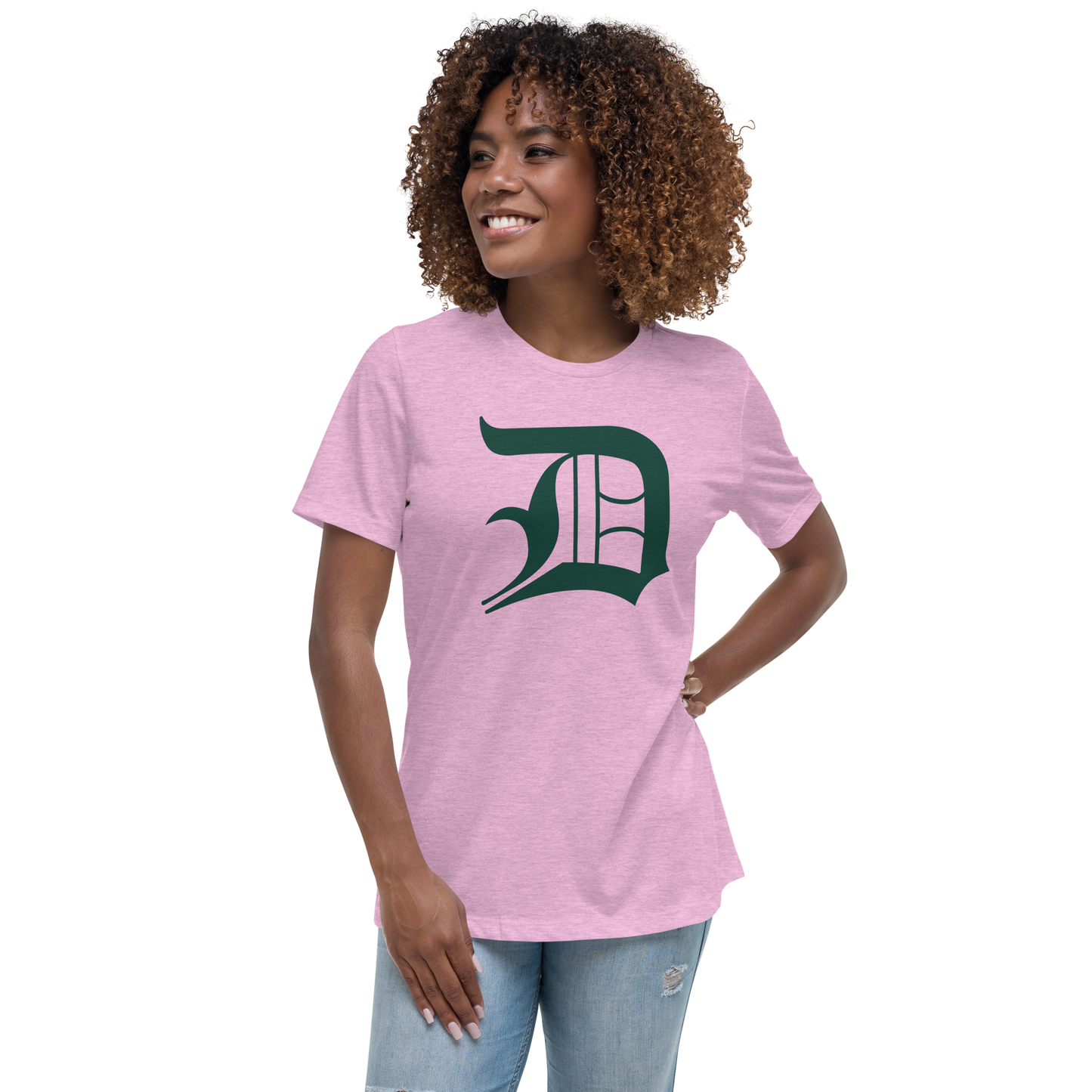 Detroit 'Old English D' T-Shirt (Laconic Green) | Women's Relaxed Fit