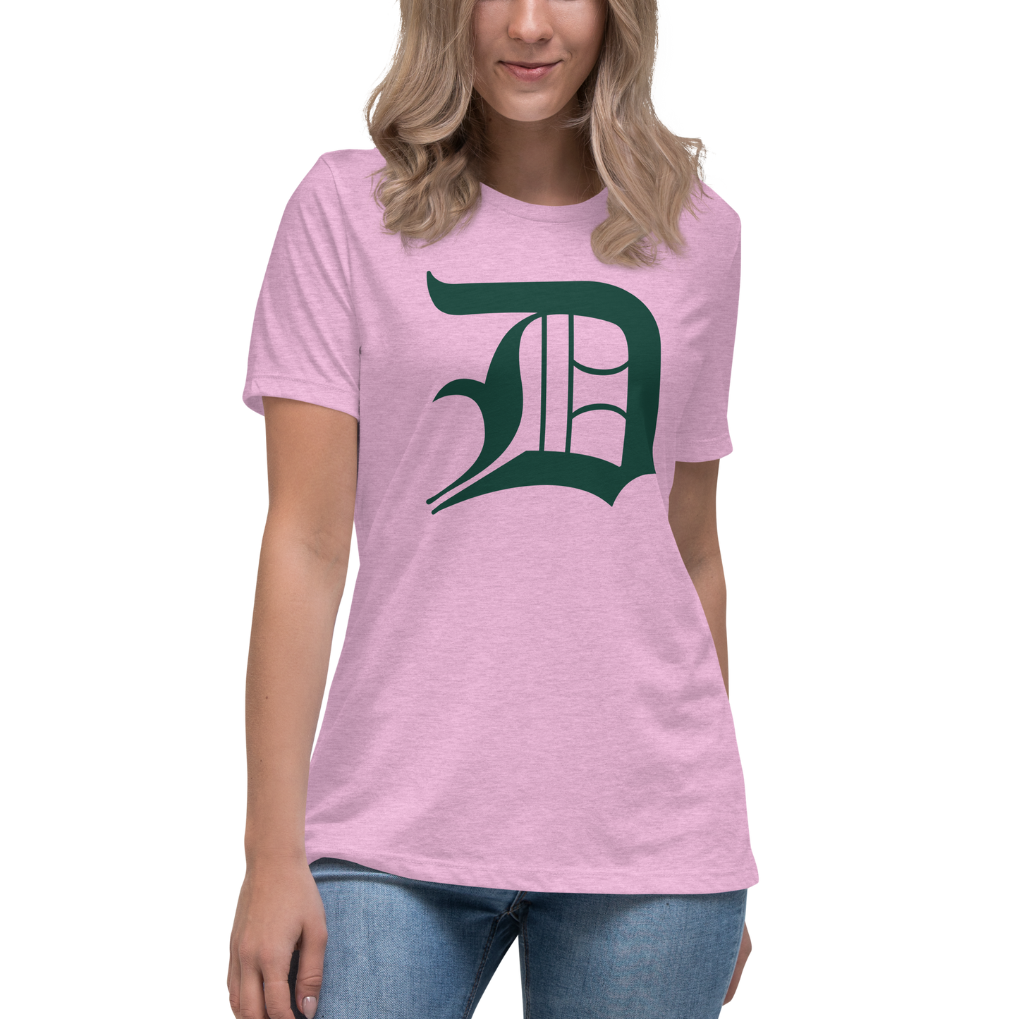 Detroit 'Old English D' T-Shirt (Laconic Green) | Women's Relaxed Fit