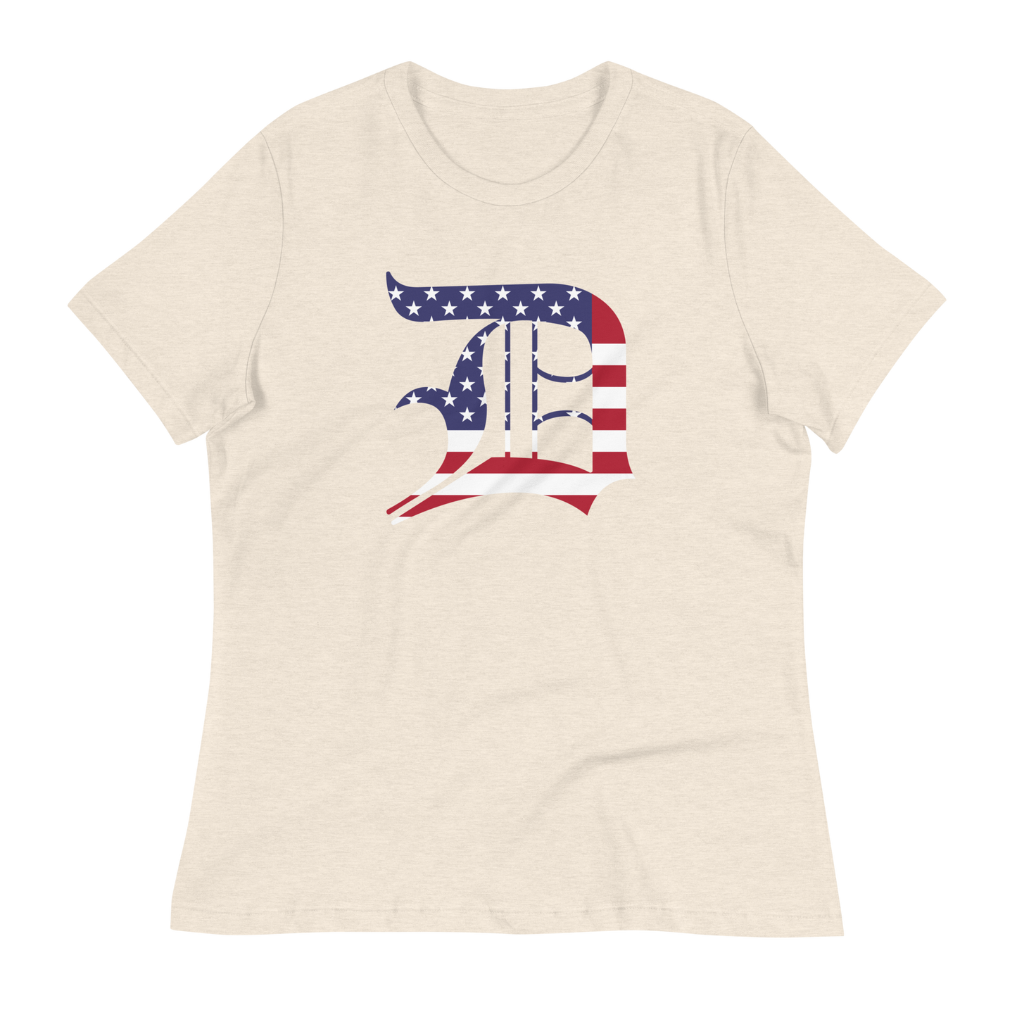 Detroit 'Old English D' T-Shirt (Patriotic Edition) | Women's Relaxed Fit