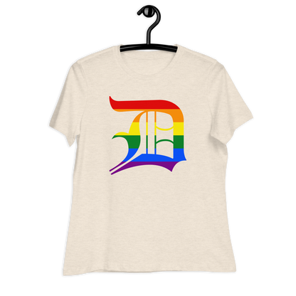 Detroit 'Old English D' T-Shirt (Rainbow Pride Edition) | Women's Relaxed Fit