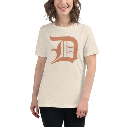 Detroit 'Old English D' T-Shirt (Copper Color) | Women's Relaxed Fit