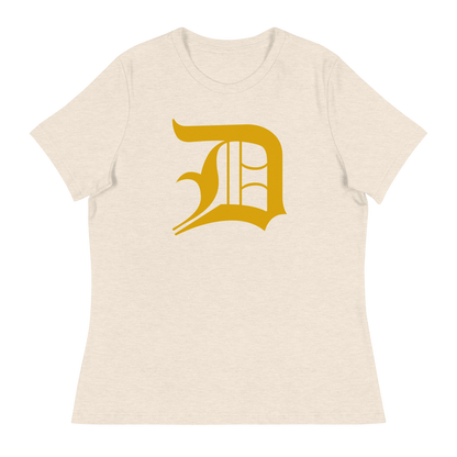 Detroit 'Old English D' T-Shirt (Gold) | Women's Relaxed Fit