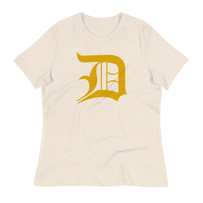 Detroit 'Old English D' T-Shirt (Gold) | Women's Relaxed Fit