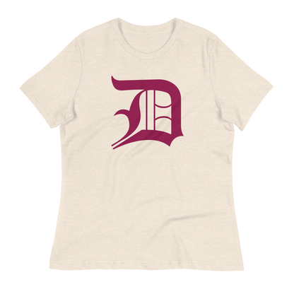 Detroit 'Old English D' T-Shirt (Ruby Red) | Women's Relaxed Fit